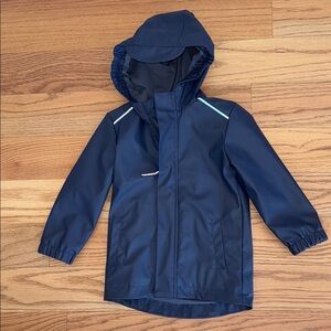 Kids Navy Blue Hooded Raincoat